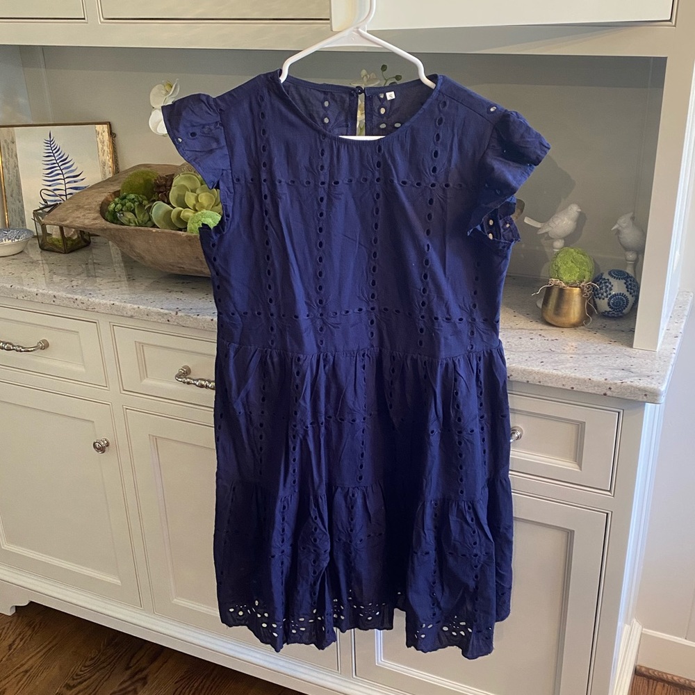 Navy eye-lit  dress